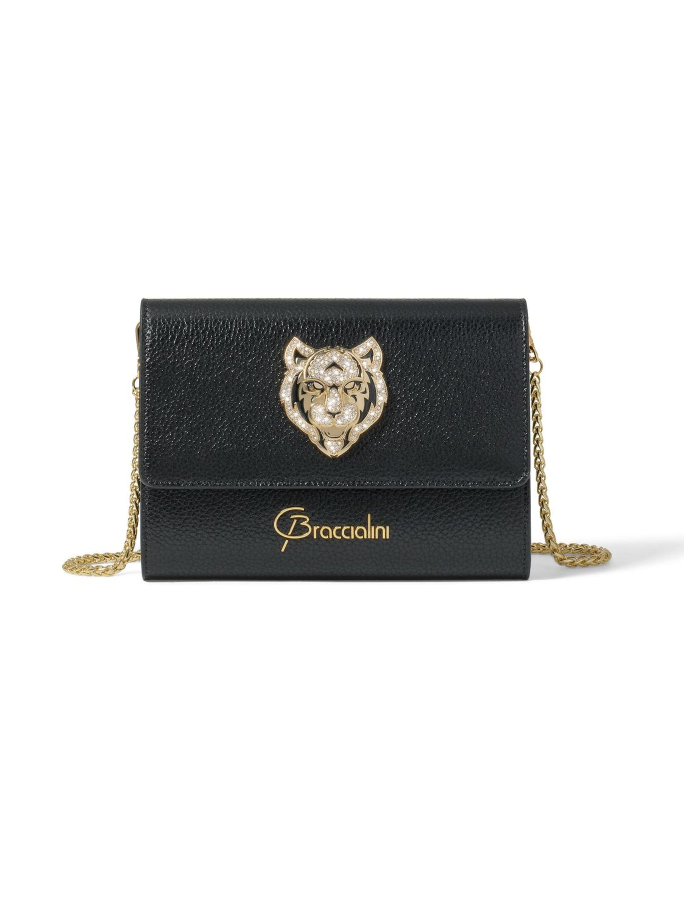 Braccialini - Bolso de noche 'Lady Tigre' en negro: frente