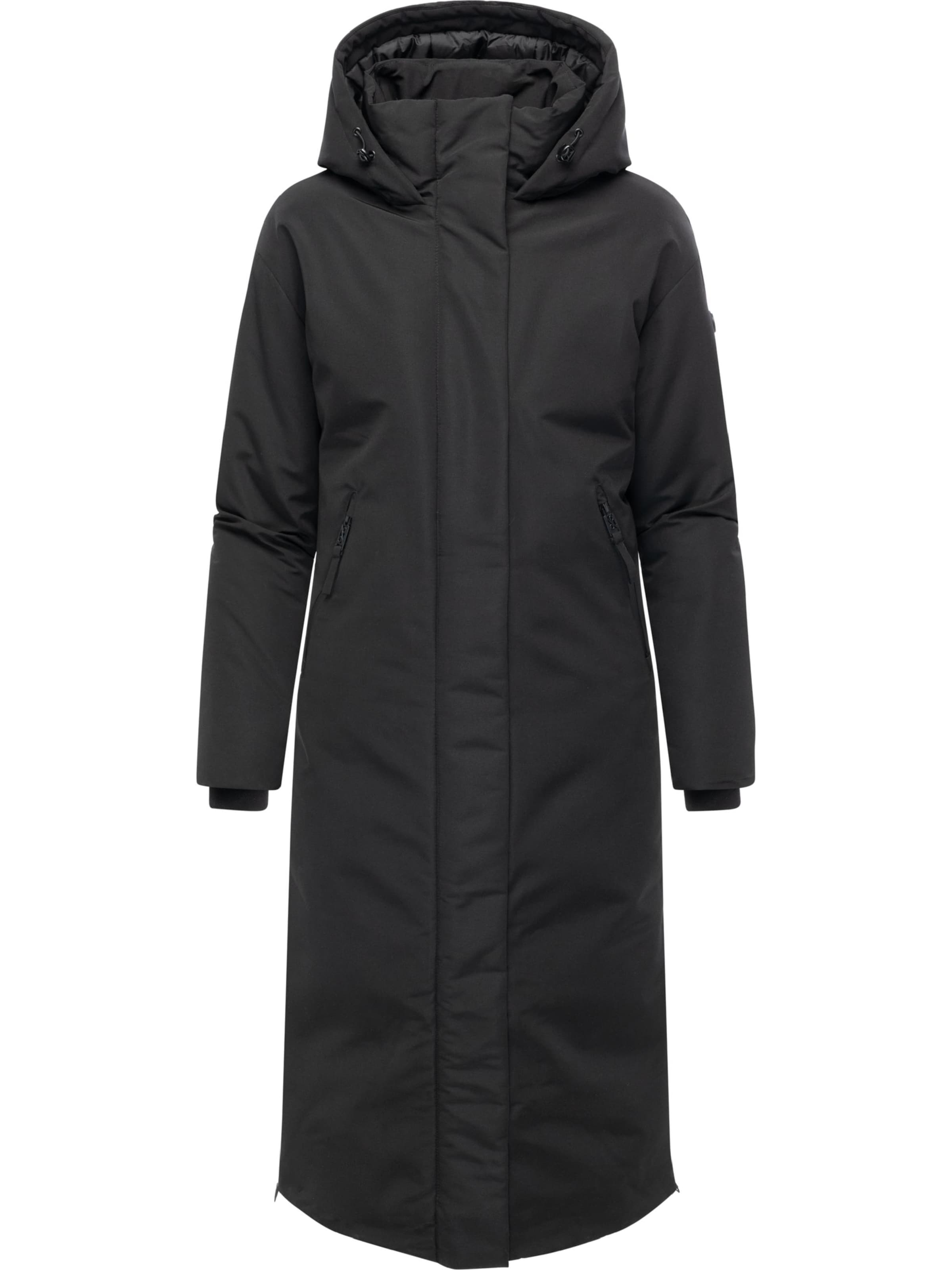 NAVAHOO Wintermantel 'Schneewächter 14' in Zwart: voorkant