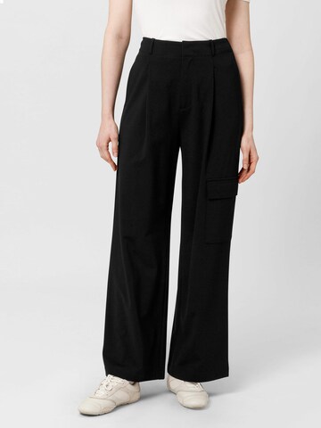 Les Lunes Wide leg Cargo trousers 'ARIAA' in Black: front