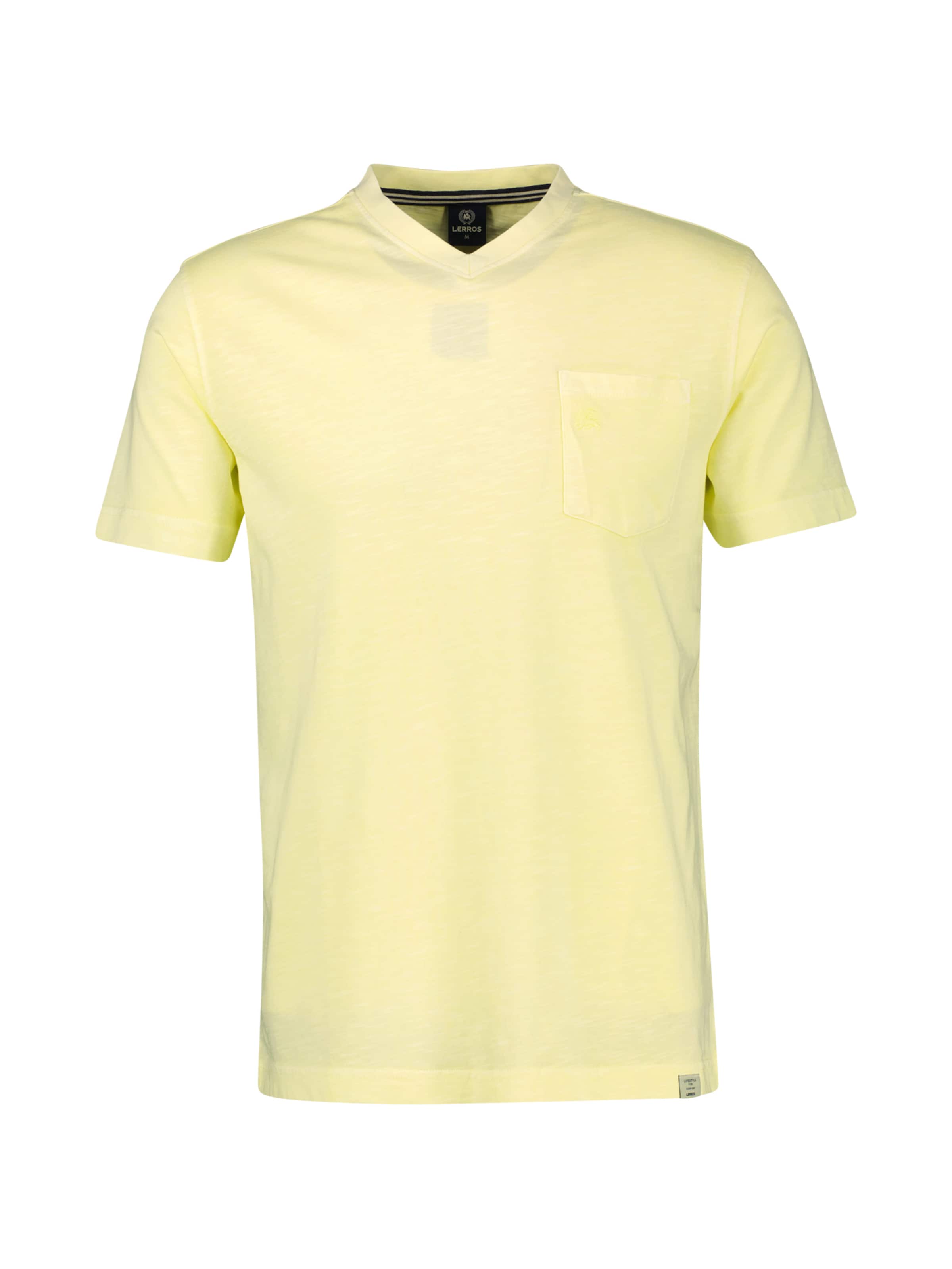 LERROS T-Shirt mit sportlichem V-Ausschnitt aus reiner Baumwolle in Gelb: Vorderseite