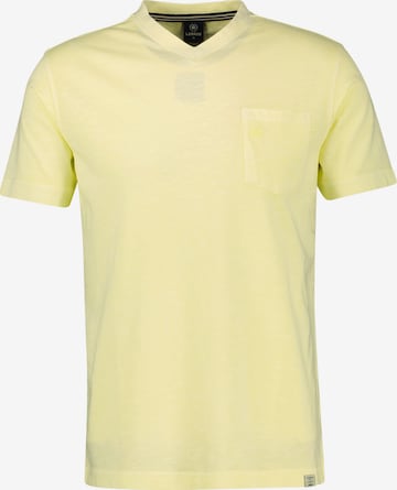 LERROS T-Shirt mit sportlichem V-Ausschnitt aus reiner Baumwolle in Gelb: Vorderseite