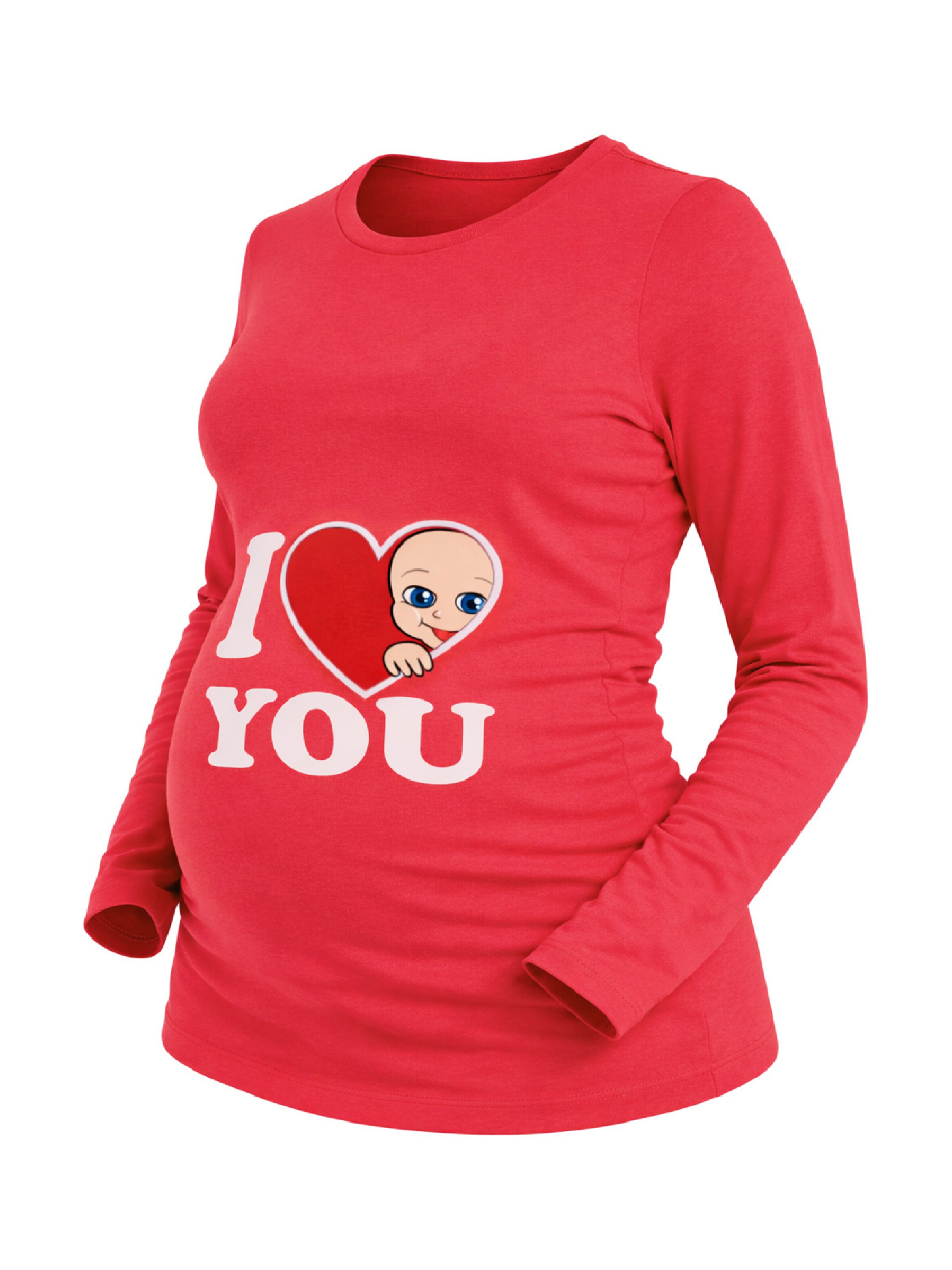 M.M.C. Shirt 'I Love You Umstandslangarmshirt'‌‌‌‌‌‌‌ in Pink: Vorderseite