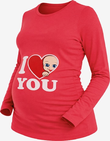 M.M.C. Shirt 'I Love You Umstandslangarmshirt' in Pink: front