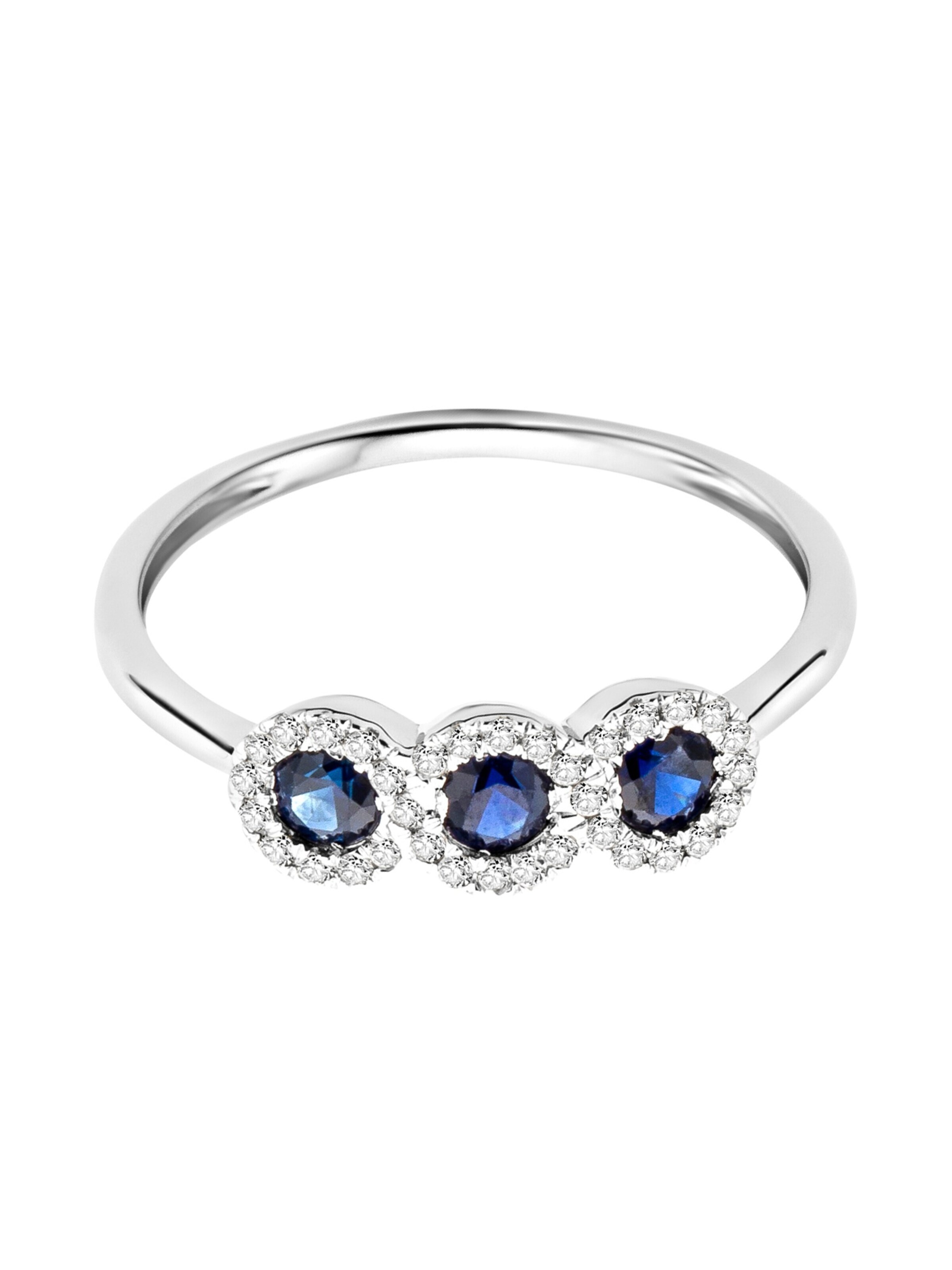 DIAMANT LETERNEL Ring 'Ring aus 375 Weißgold mit Diamant mit Saphir'‌‌ in Silber