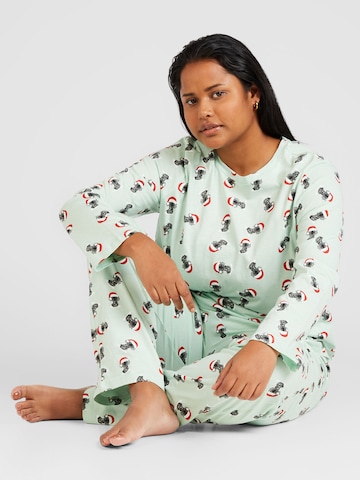 PIECES Curve Pyjama 'FREYA' in Grün