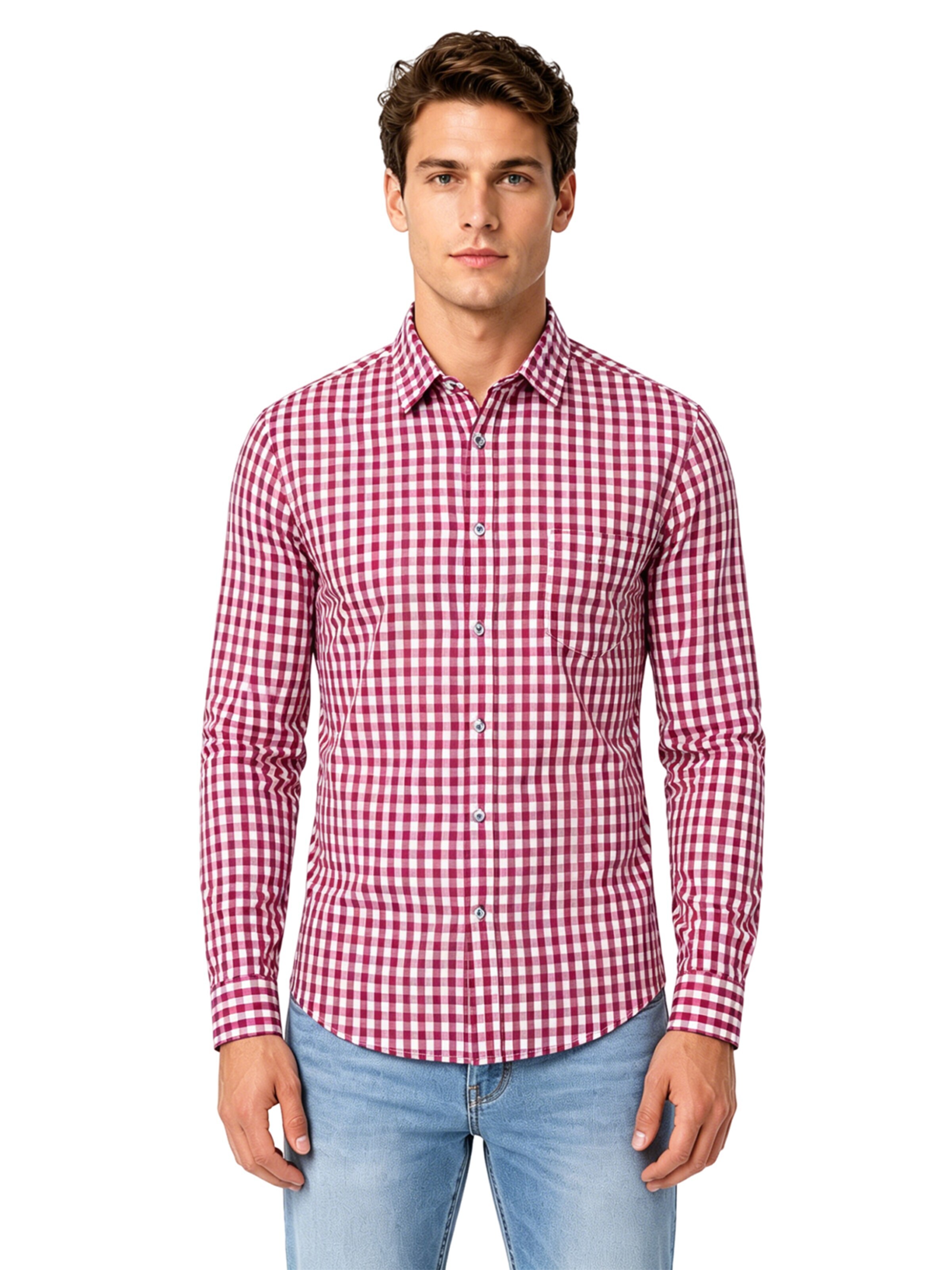 KoJooin Regular fit Button Up Shirt in Red: front