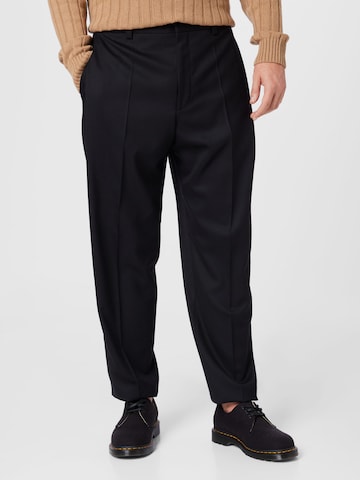 HUGO Red Loose fit Pleated Pants 'Faru224' in Black: front