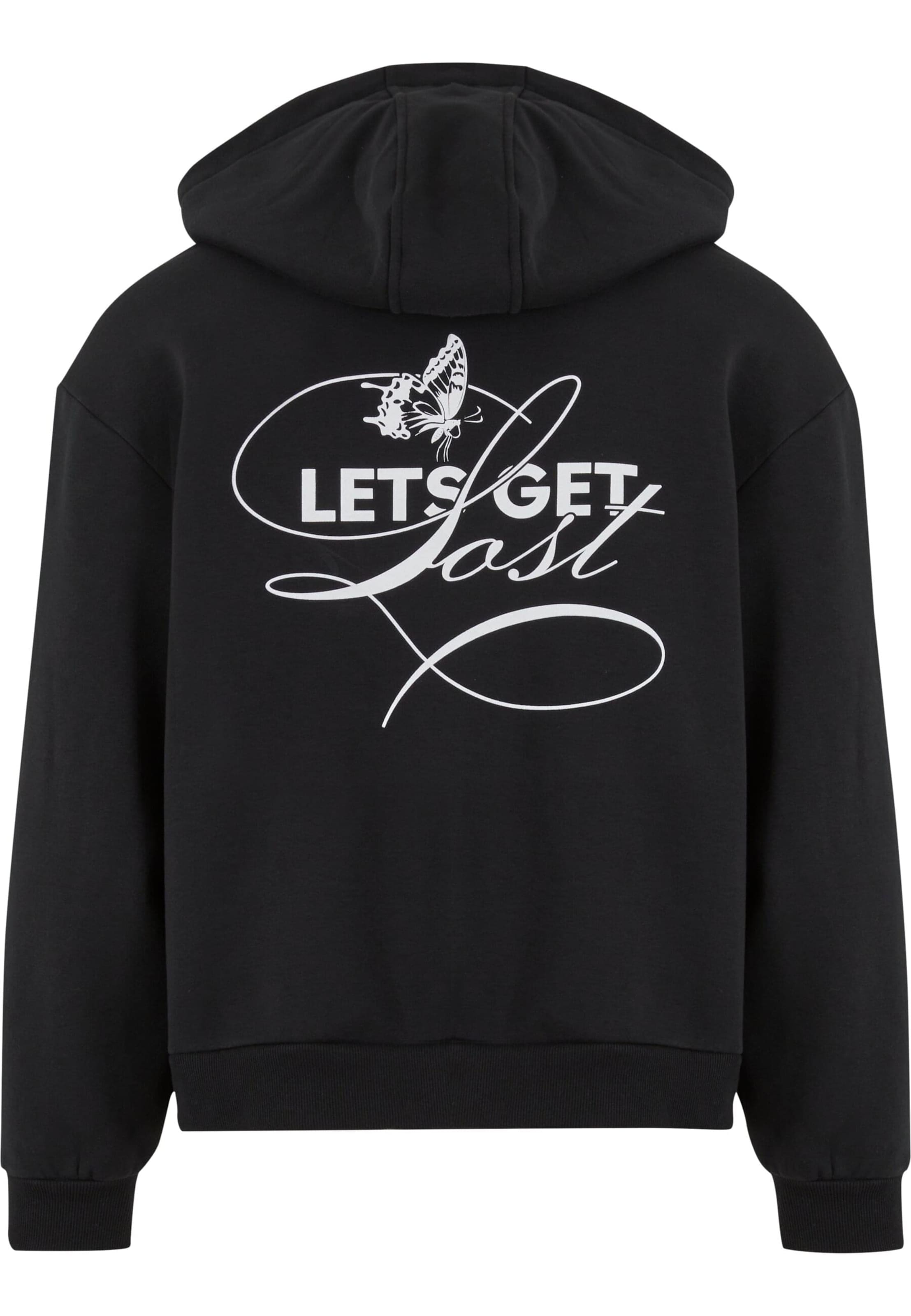 MT Upscale Sweatjacke 'Let‘s Get Lost' in Schwarz: Vorderseite
