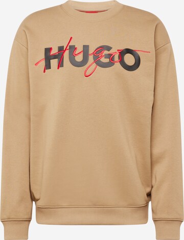 HUGO - Sweatshirt 'Droyko' em castanho: frente