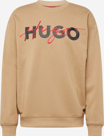 HUGO Red - Sweatshirt 'Droyko' em castanho: frente