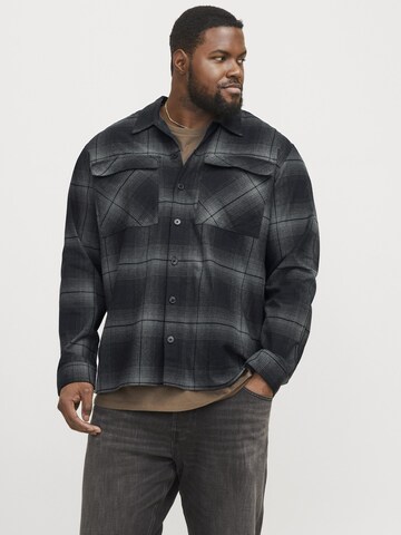 Jack & Jones Plus Regular Fit Hemd in Grau: Vorderseite