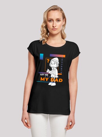 F4NT4STIC Shirt 'Heroes of Childhood Pinocchio Let Me Ask My Dad' in Black: front