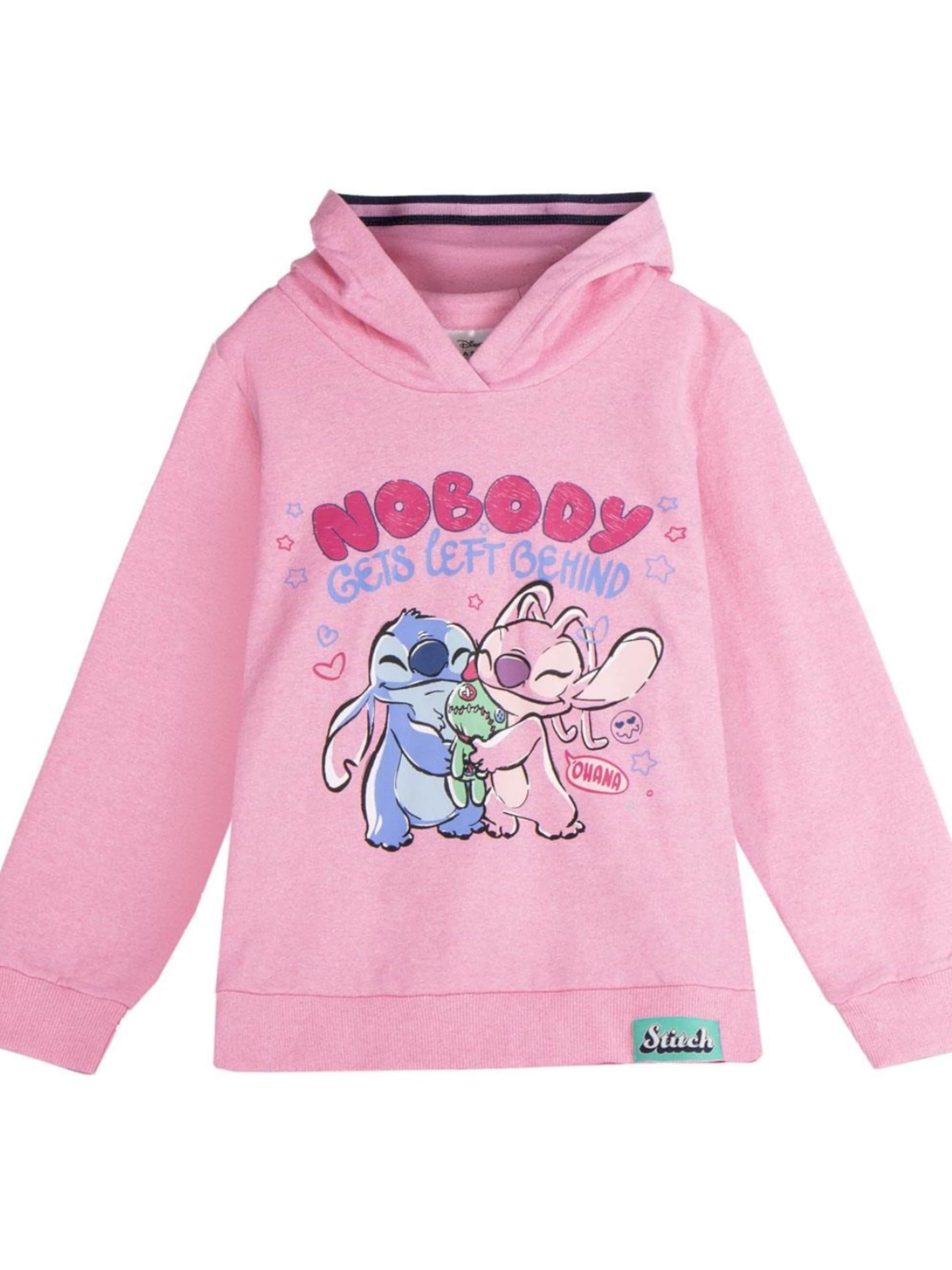 Pull-over 'Stitch Hoodie Meisjes – Roze – Lange Mouwen – Disney Sweater' DISNEY en rose : devant