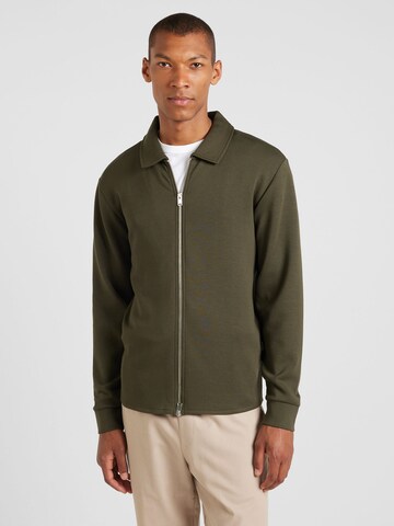 SELECTED HOMME - Sudadera con cremallera en verde: frente