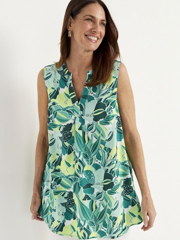 Cellbes of Sweden Ärmellose Tunika mit Taschen und einem Blumen-Muster in Grün: Vorderseite