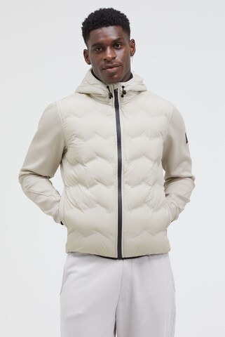 CMPD Kapuzenjacke im tonalen Materialmix in Beige: Vorderseite