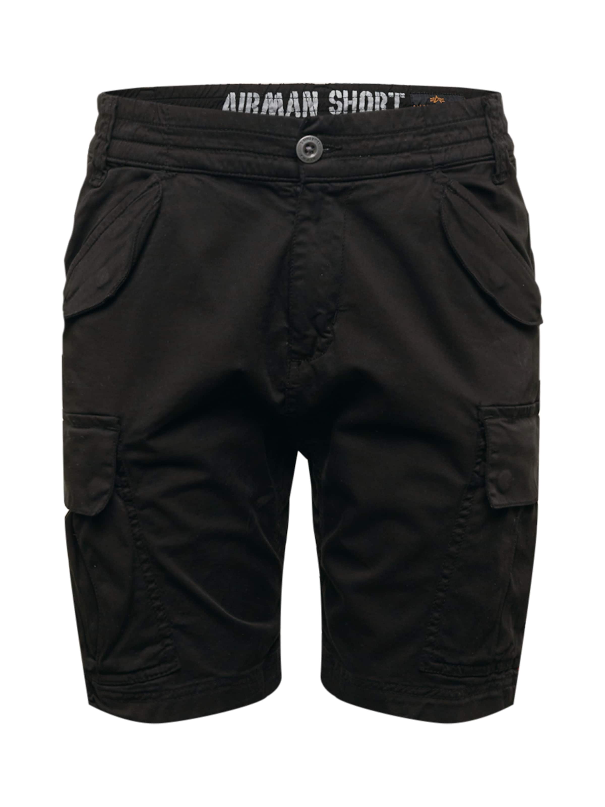 ALPHA INDUSTRIES Normální Kalhoty 'Airman' – černá: přední strana