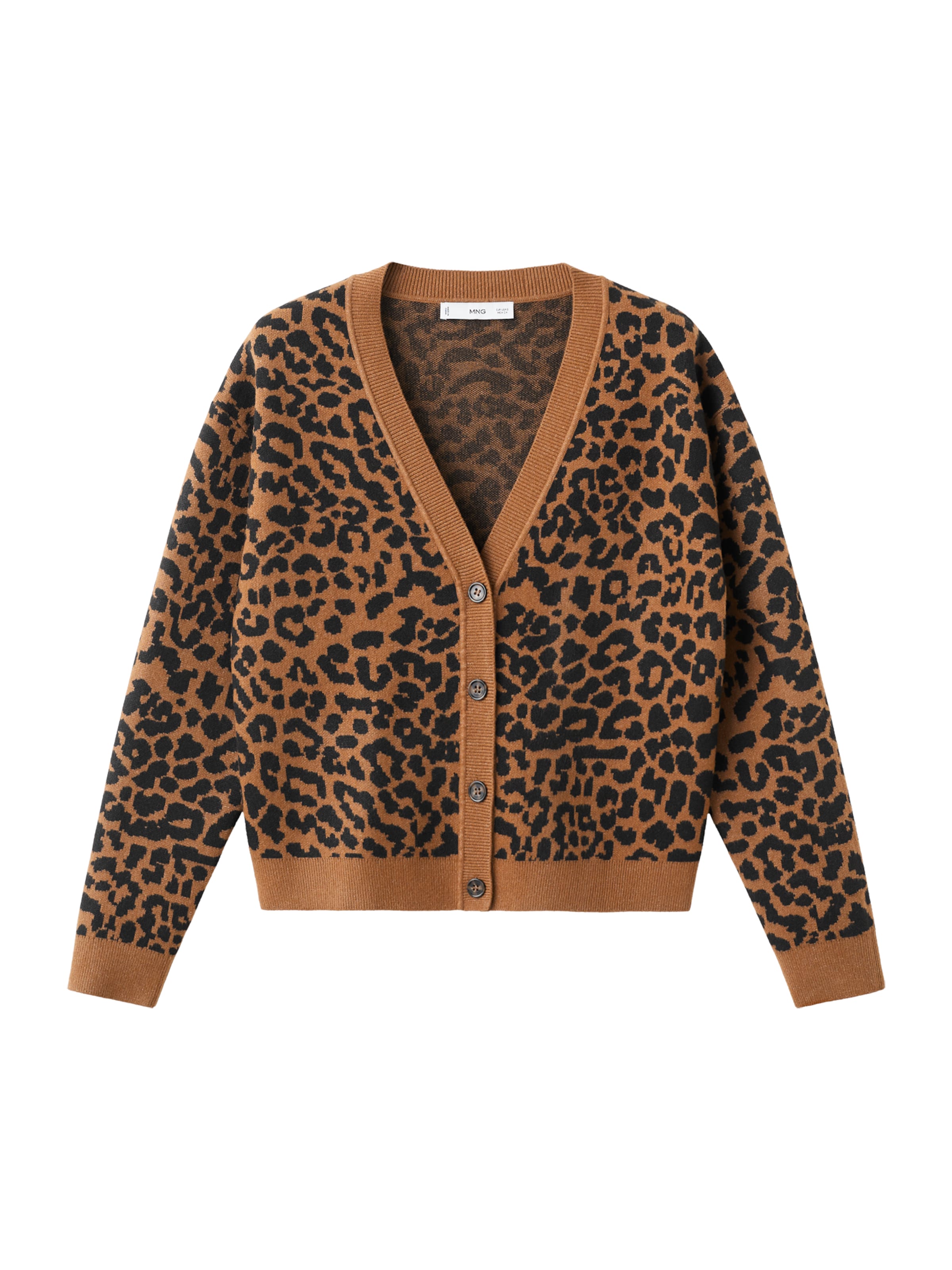 MANGO Knit cardigan 'LEONA' in Brown: front