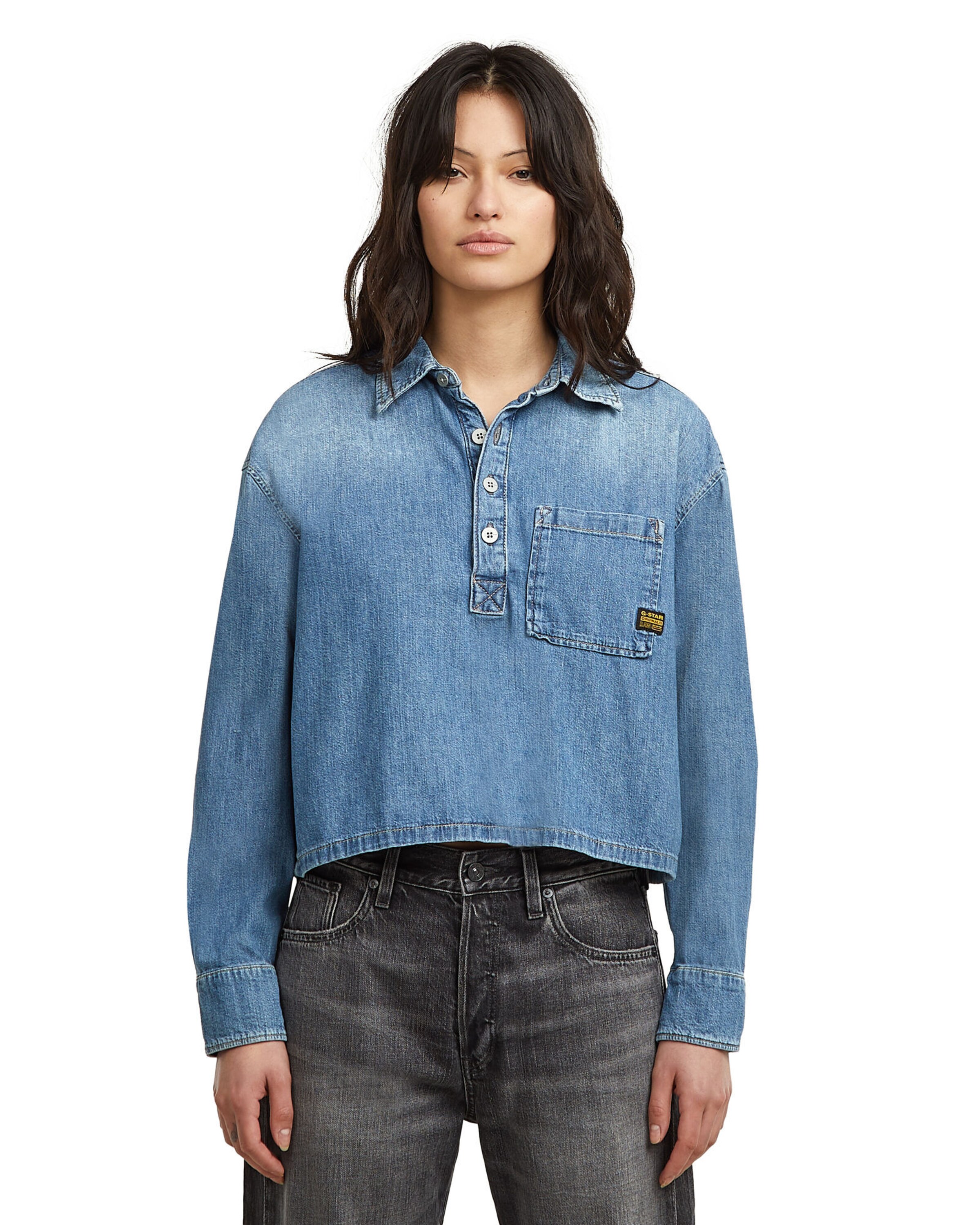 G-STAR Bluse 'Boxy Day' in Blau: Vorderseite