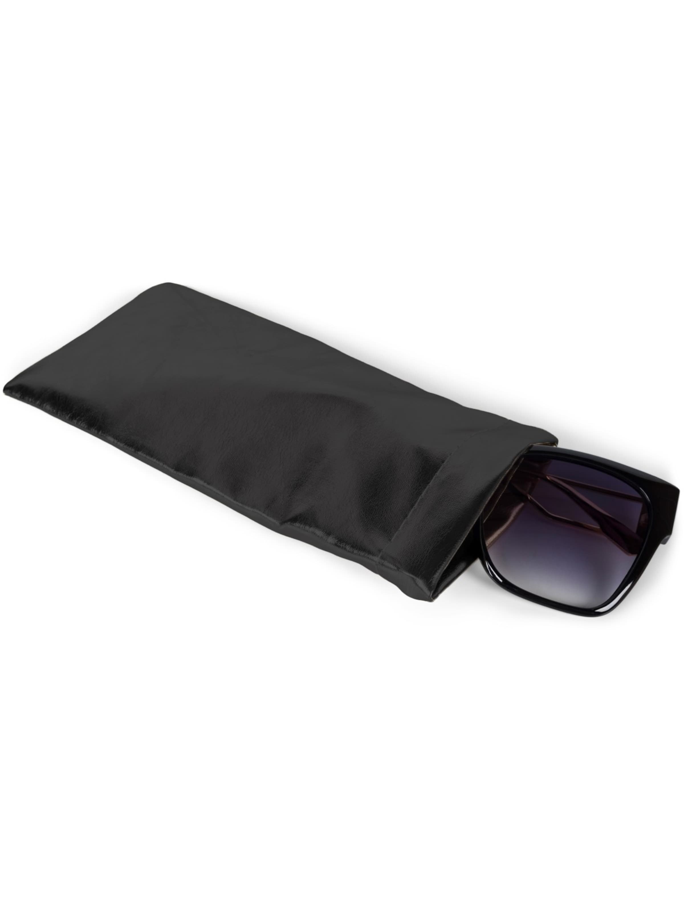 styleBREAKER Etui 'Brillenetui Metallic mit Putztuch'‌‌‌‌‌‌‌‌‌‌ in Schwarz
