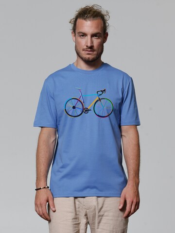 Watapparel T-Shirt ' Fahrrad by night ' in Blau: Vorderseite