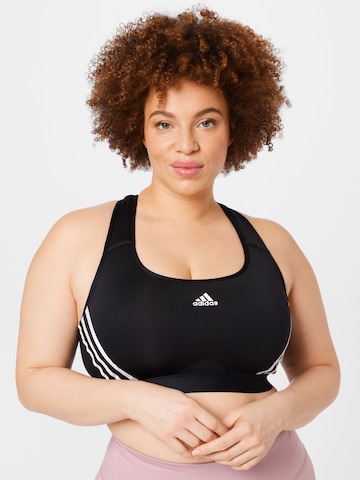 ADIDAS SPORTSWEAR Bralette Sports Bra 'Powerreact Medium-Support 3-Stripes ' in Black: front