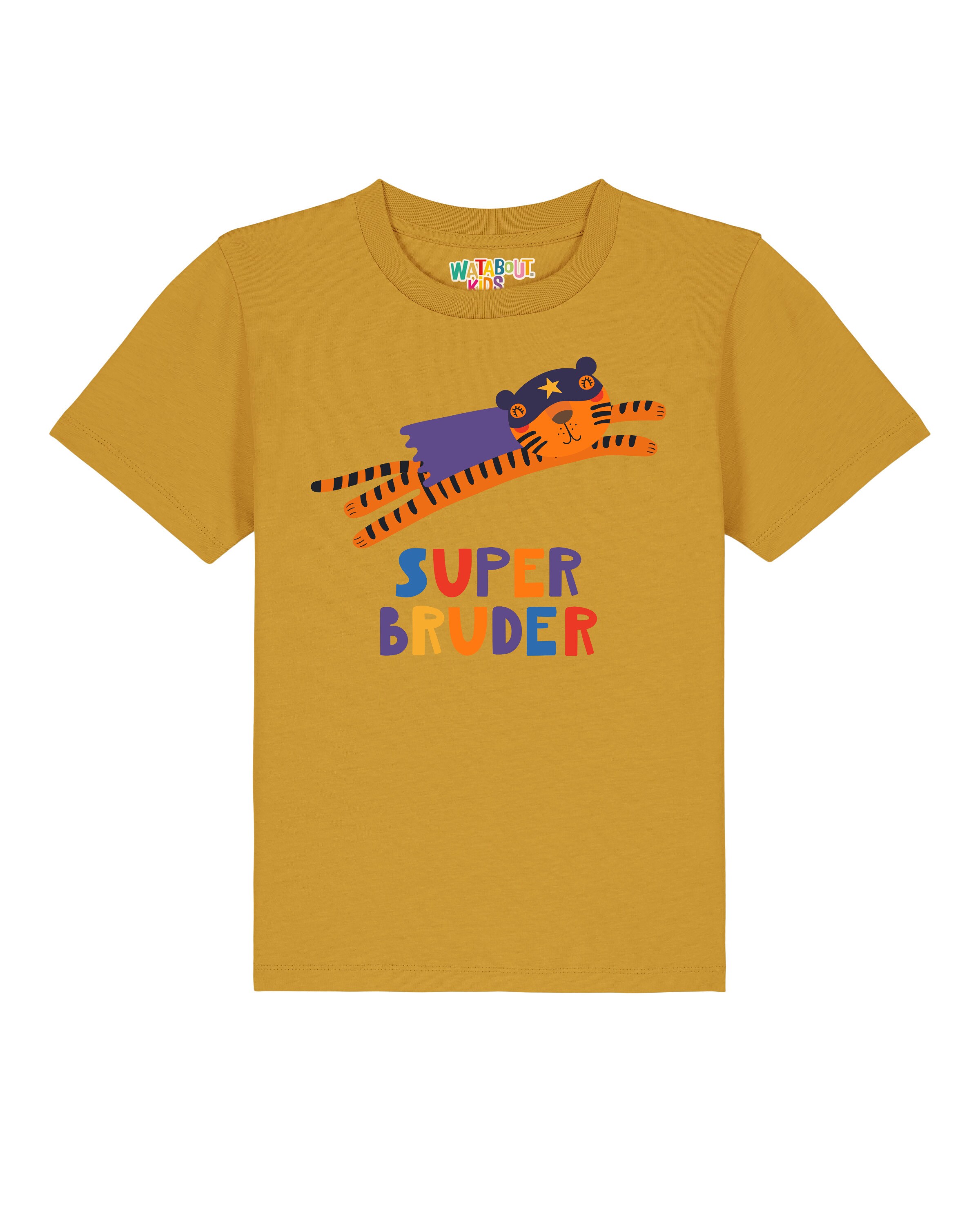 Maglietta 'Tiger Superbruder' di watabout.kids in giallo: frontale