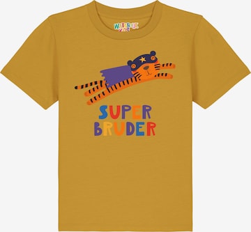 watabout.kids Shirt 'Tiger Superbruder' in Geel: voorkant