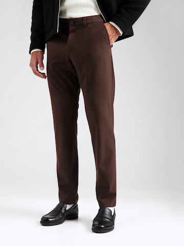 Coupe slim Pantalon chino 'SLHRobert' SELECTED en marron : devant