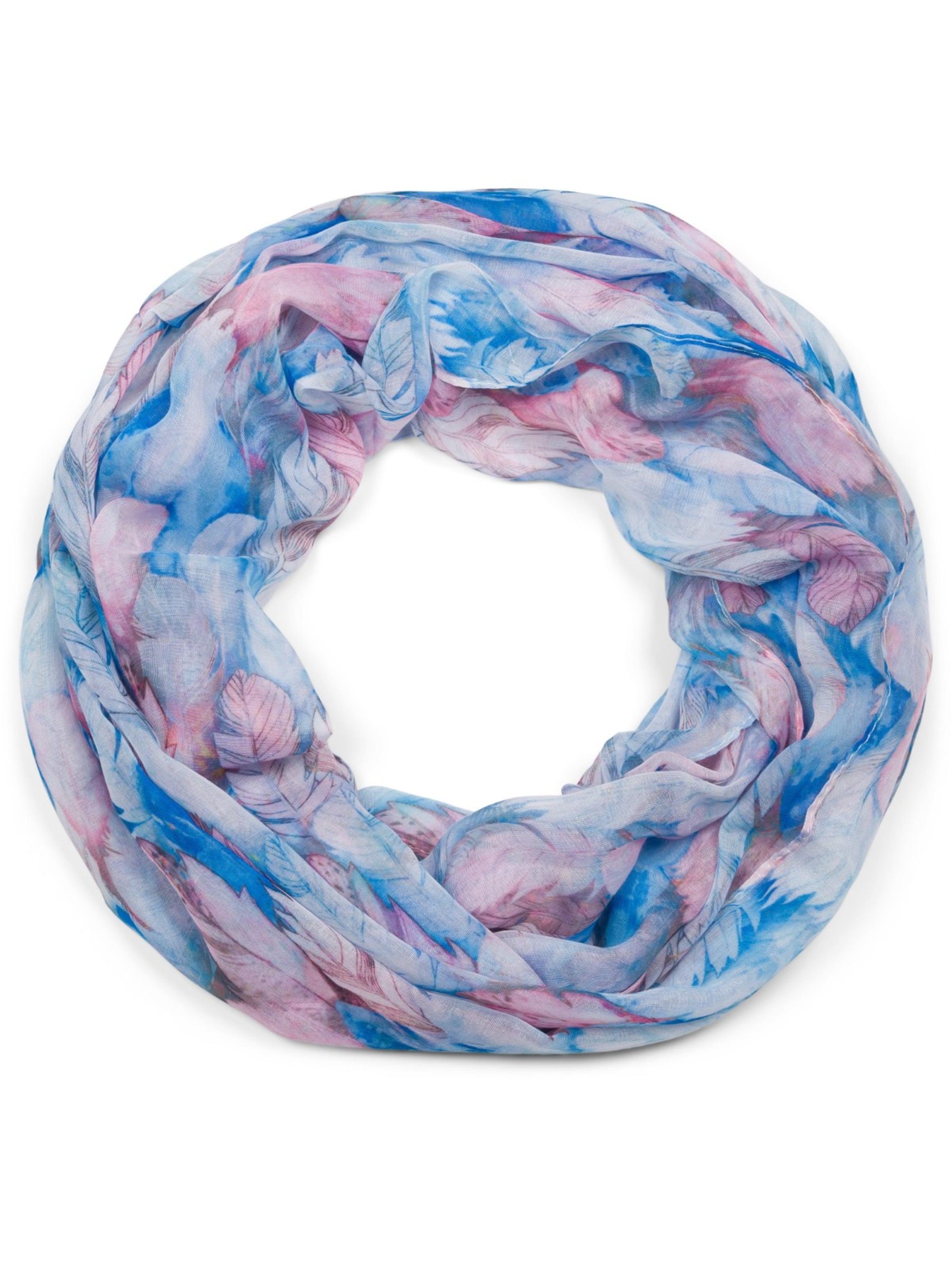 styleBREAKER Loop scarf 'Loop mit bunten Federn' in Blue: front