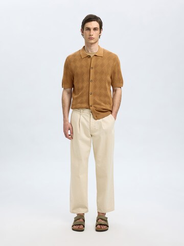 SELECTED HOMME Regular fit Gebreid vest 'SLHARCO' in Bruin