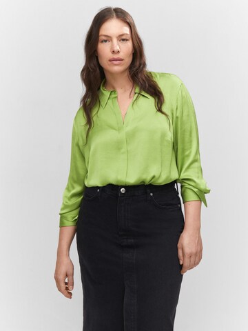 MANGO Blouse 'IDEALE' in Groen: voorkant