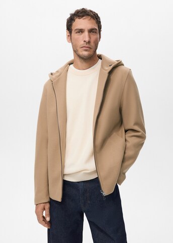 MANGO MAN Fleece Jacket 'Ted' in Beige: front