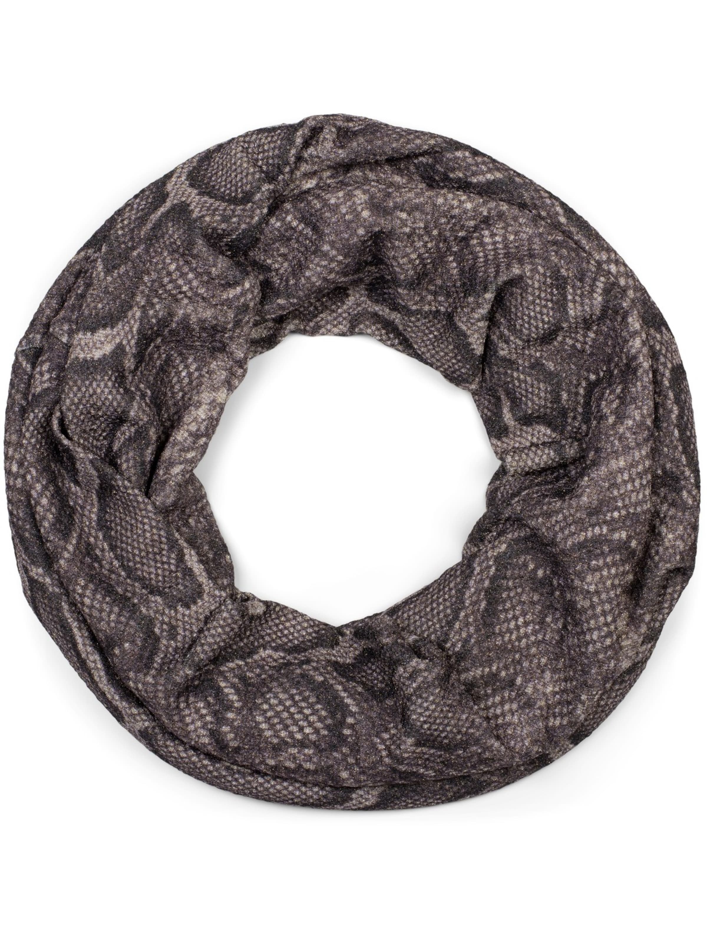 styleBREAKER Tube Scarf 'Loop Schal Glitzer Schlangen Muster' in Brown: front