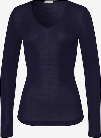 Hanro Longsleeve ' Woolen Silk ' in Blau: Vorderseite