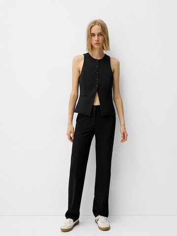 Regular Pantalon à plis Bershka en noir