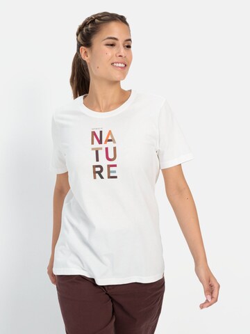CAMEL ACTIVE T-Shirt mit Print aus nachhaltiger Baumwolle in Weiß: Vorderseite