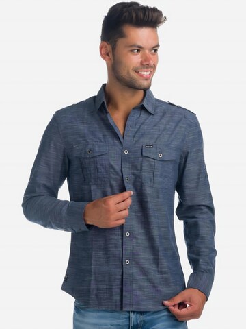 KOROSHI Regular fit Button Up Shirt in Blue: front