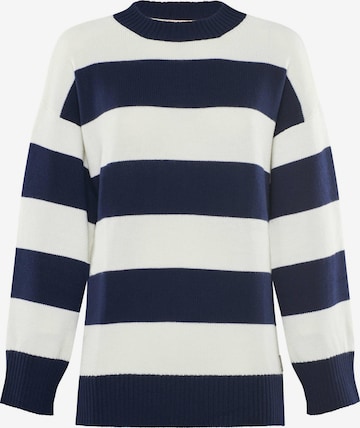 Pull-over oversize 'PULLOVER FELIA - Lässiger Blockstreifen Pullover aus Merino' YOU LOOK PERFECT en bleu : devant