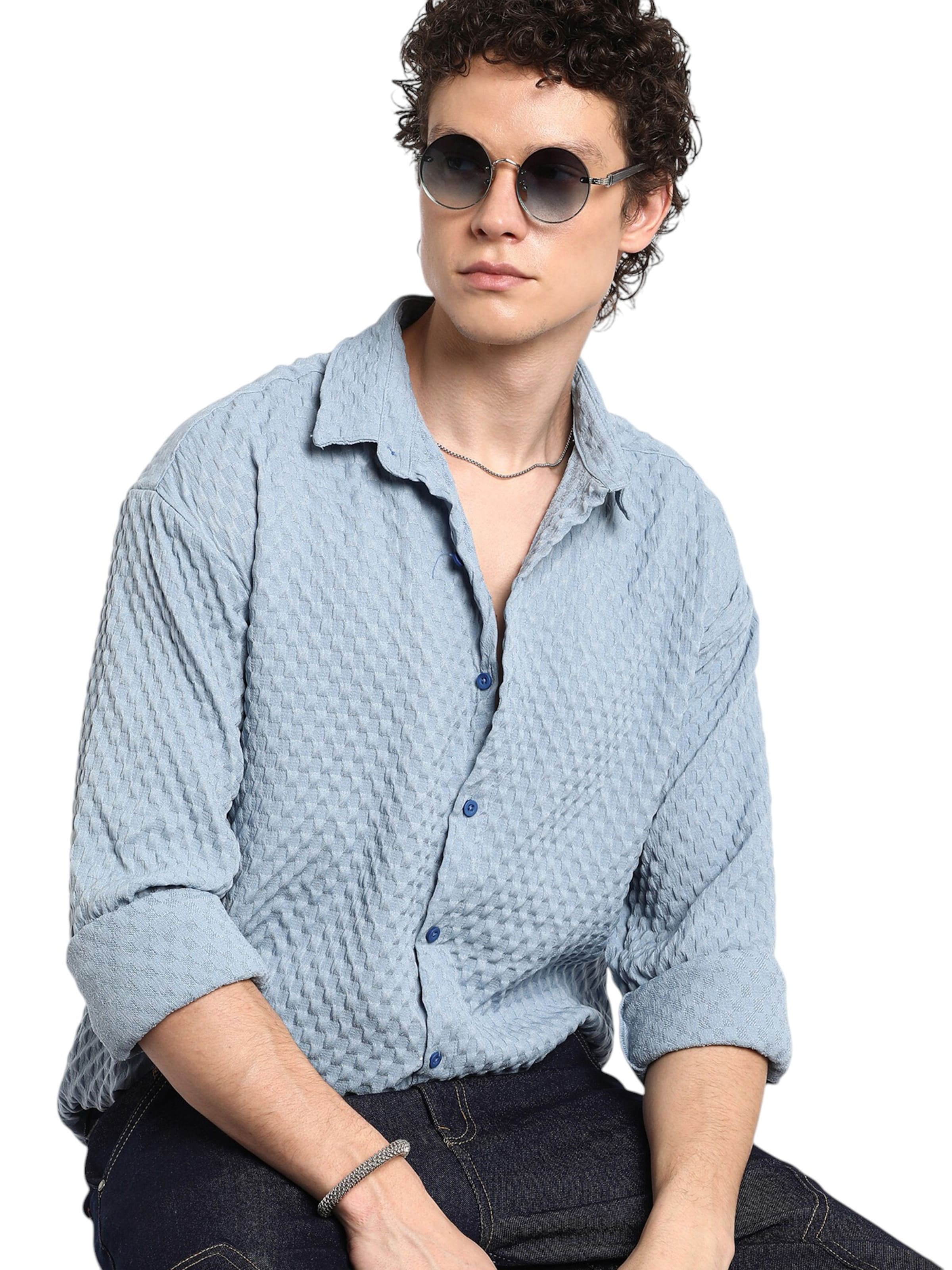 Campus Sutra Pohodlné nošení Košile 'Tess' – modrá: přední strana