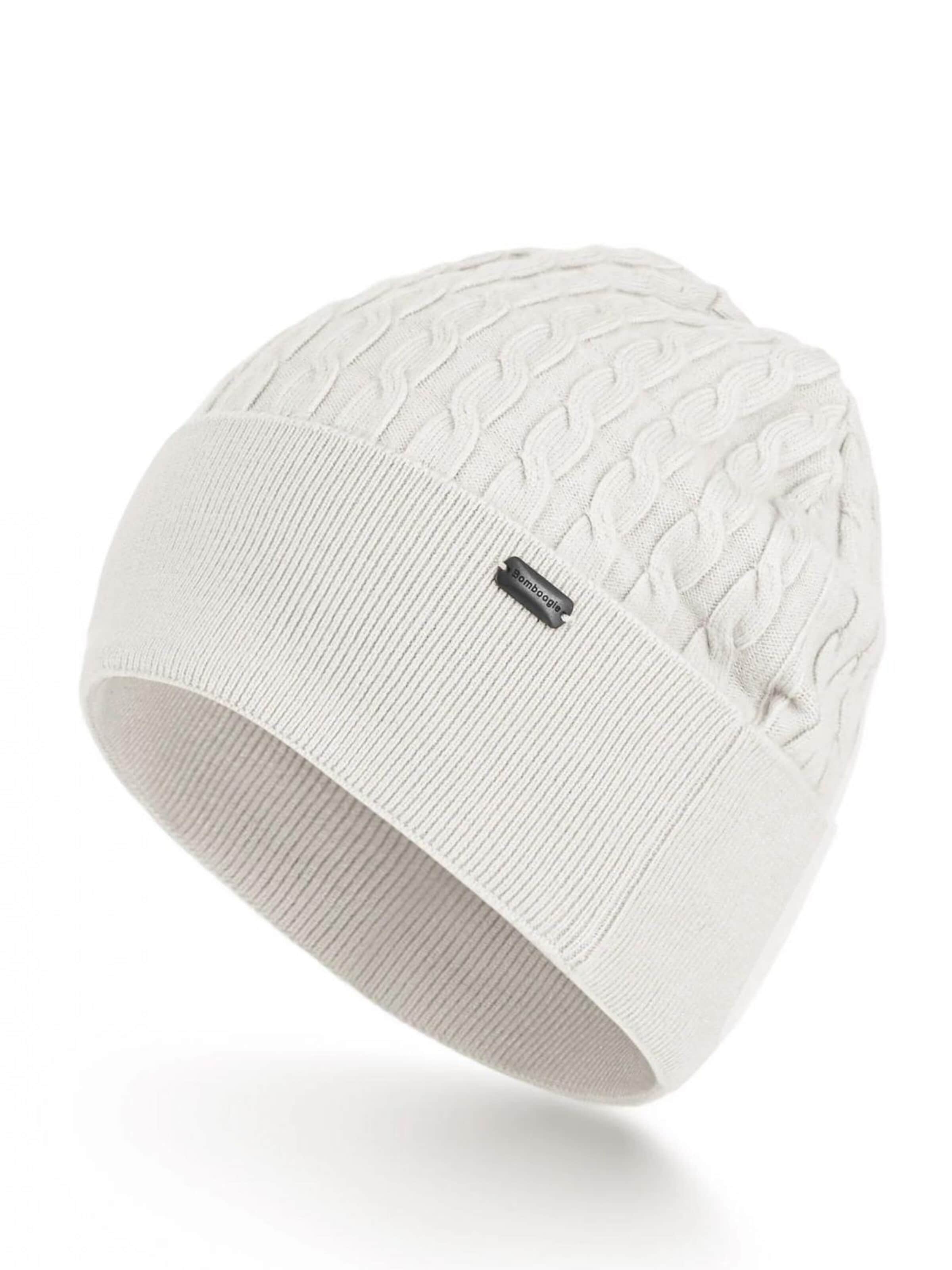 BOMBOOGIE Beanie in White: front