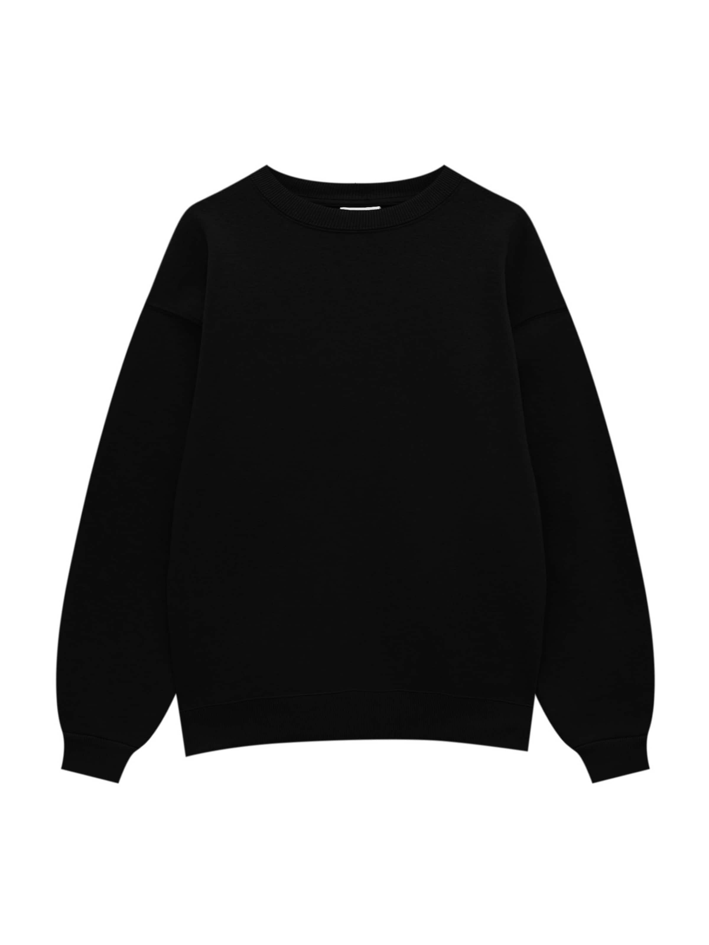 Bluză de molton de la Pull&Bear pe negru: față