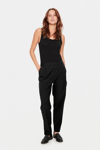 SAINT TROPEZ Regular Pleat-Front Pants 'Celest' in Black