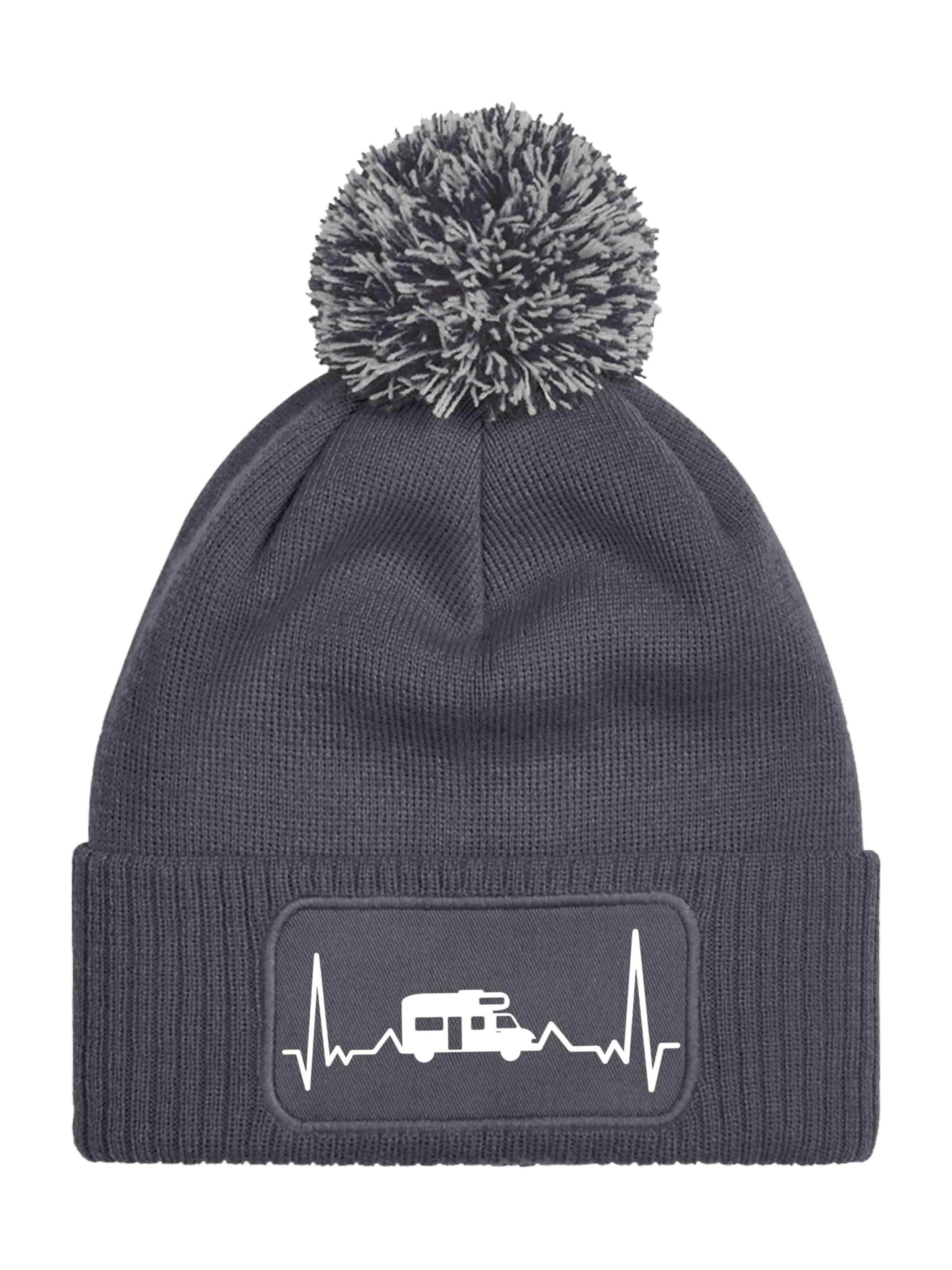 Youth Designz Mütze 'Heartbeat Camping'‌‌‌‌ in Grau: Vorderseite