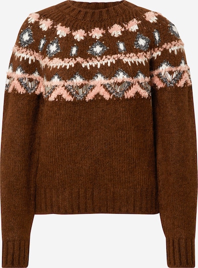 VERO MODA Pull-over 'MARLEY' en marron / gris foncé / rose / blanc, Vue avec produit