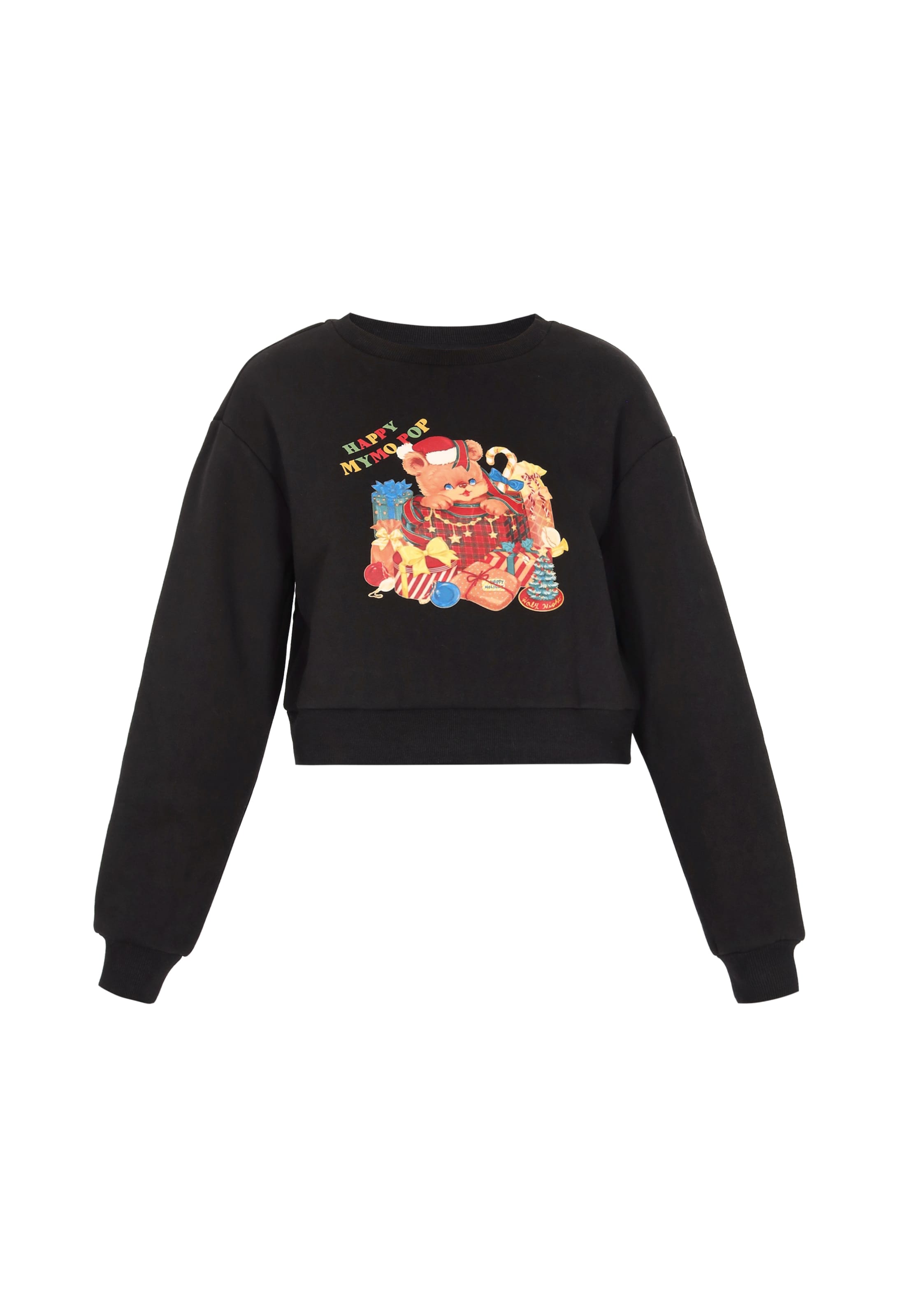 MYMO Sweatshirt 'Pop' in Zwart: voorkant
