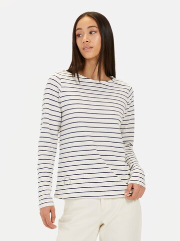 CAMEL ACTIVE Gestreiftes Langarmshirt aus reiner Baumwolle in Weiß: Vorderseite