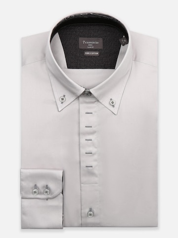 7Camicie - Ajuste estrecho Camisa de negocios 'Roma Iconic Satin Man Shirt Grey' en gris