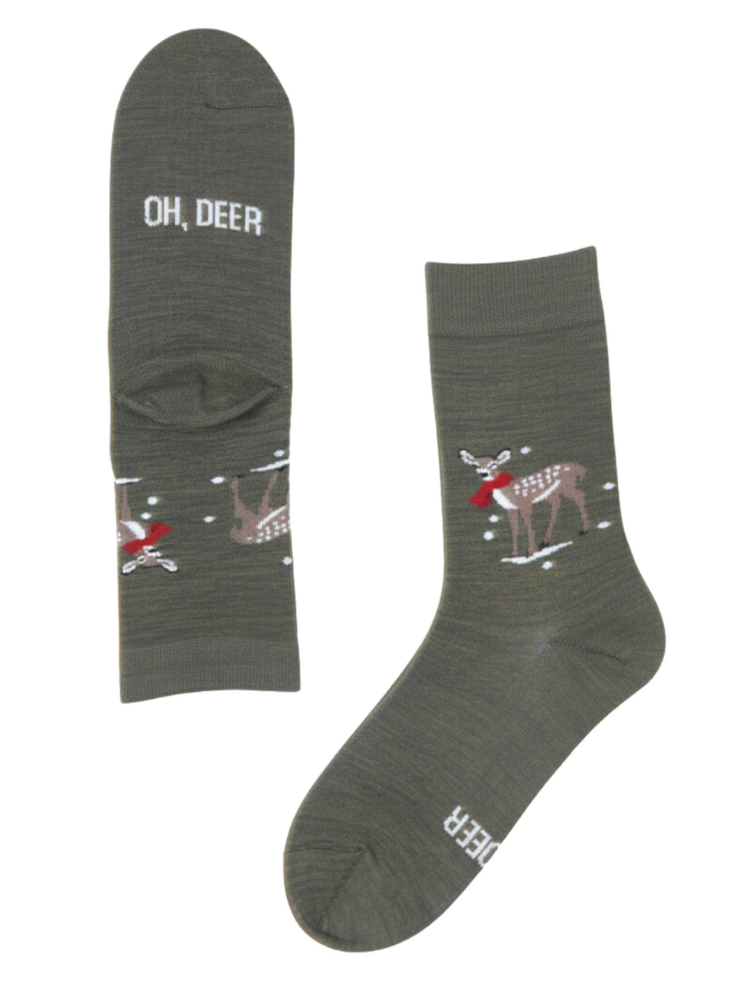 Sokisahtel Socken 'OH DEER'‌‌‌‌‌‌‌‌‌‌ in Grün: Vorderseite