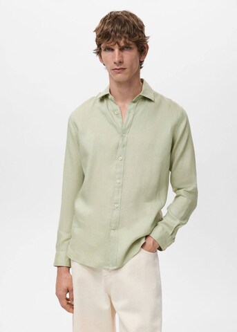MANGO MAN Regular fit Button Up Shirt 'Parrot' in Green: front
